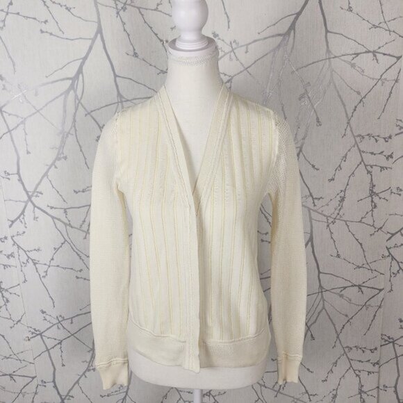 3.1 Phillip Lim Ivory Cotton Crepe V-Neck Lace Cardigan - Picture 2 of 9